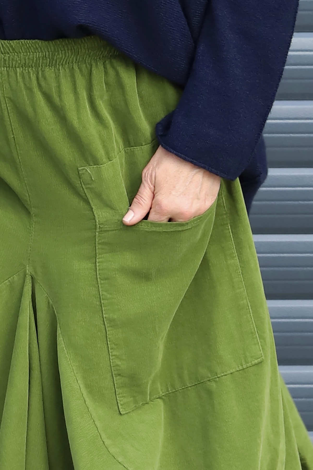 Orla Needlecord Parachute Skirt Olive