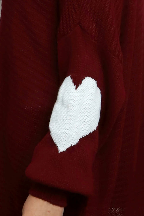 Magdalena Heart Sleeve Knitted Jumper Wine - Image 3