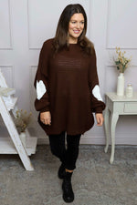 Magdalena Heart Sleeve Knitted Jumper Cocoa Cocoa - Magdalena Heart Sleeve Knitted Jumper Cocoa