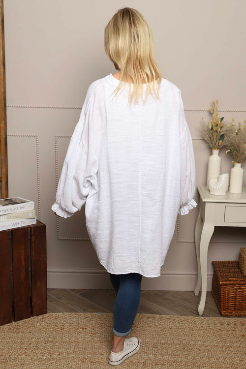 Ashlyn V-Neck Cotton Top White - Image 4