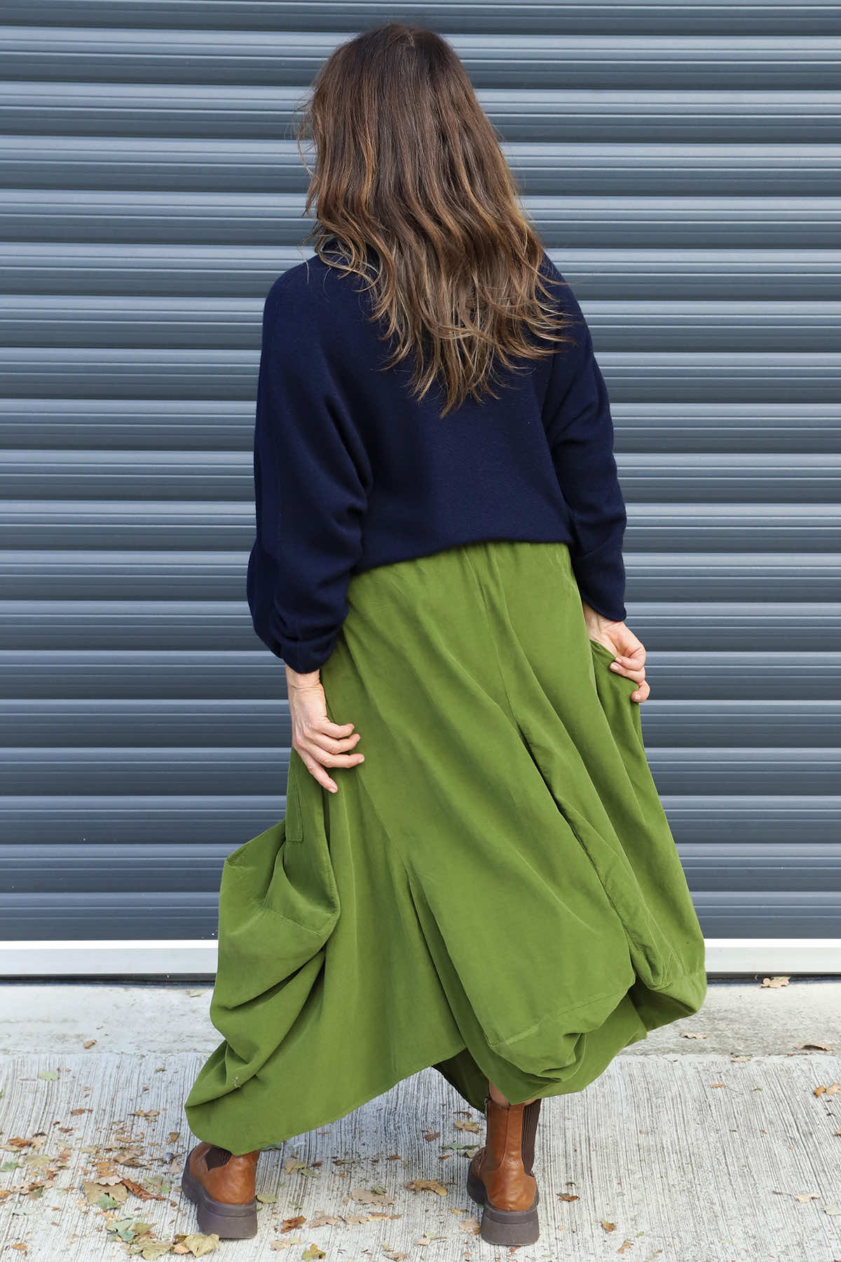 Orla Needlecord Parachute Skirt Olive