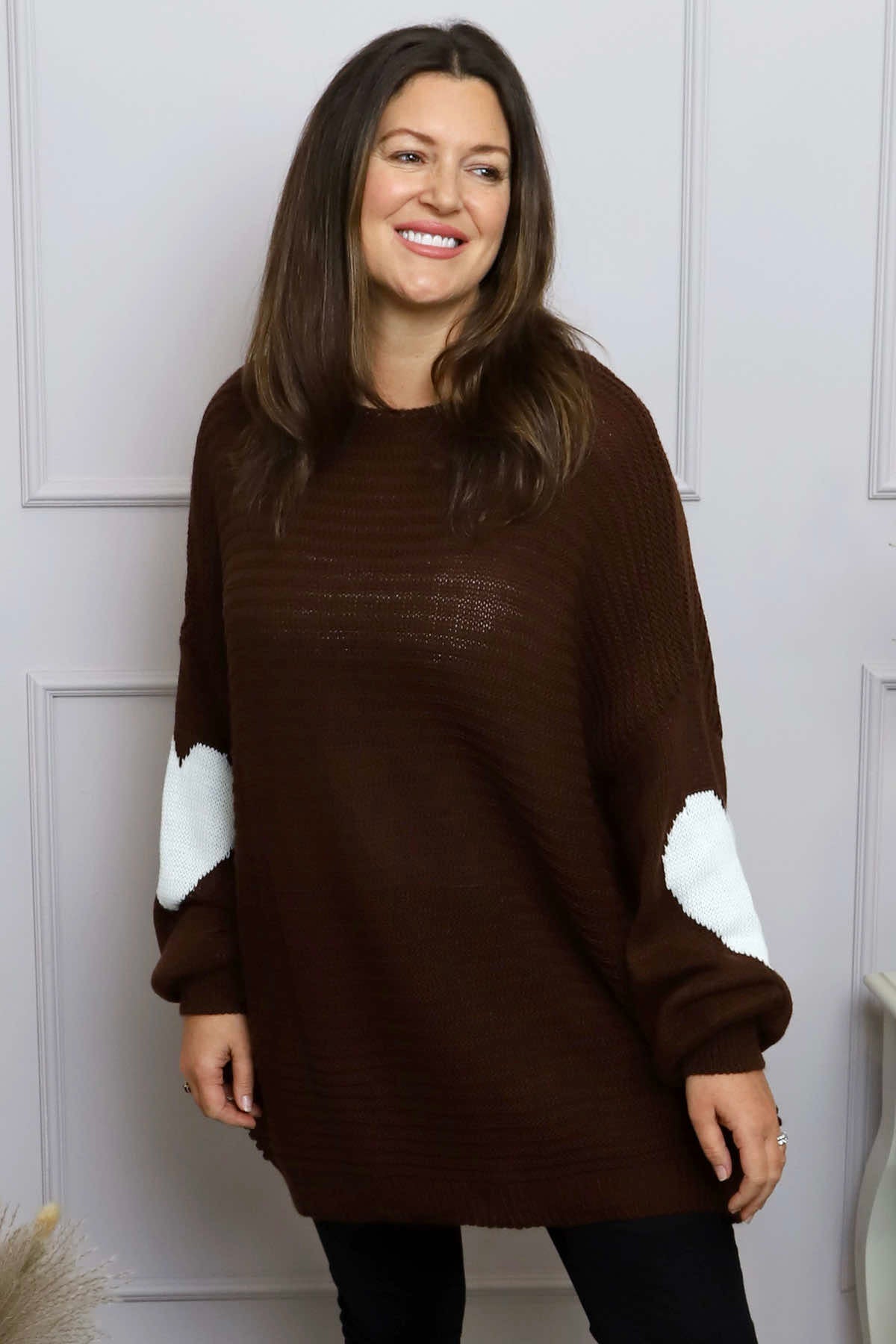 Magdalena Heart Sleeve Knitted Jumper Cocoa