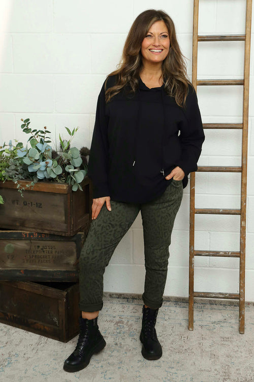 Martha Hooded Cotton Top Black - Image 1