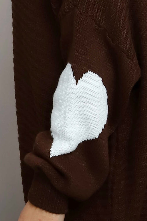 Magdalena Heart Sleeve Knitted Jumper Cocoa - Image 3