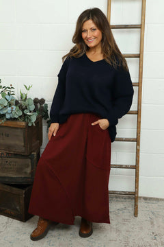 Kyra Needlecord Skirt Wine