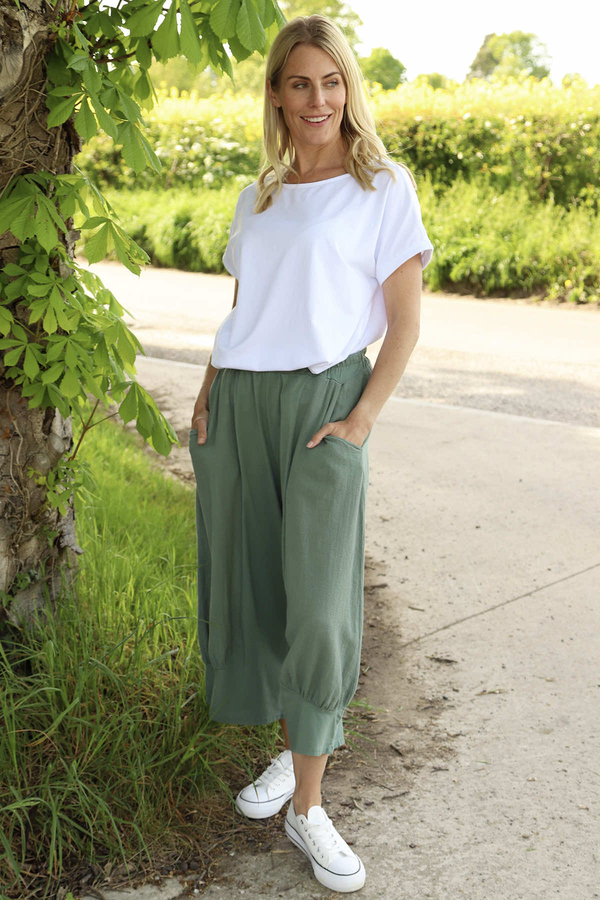 Lorna Cotton Culottes Khaki