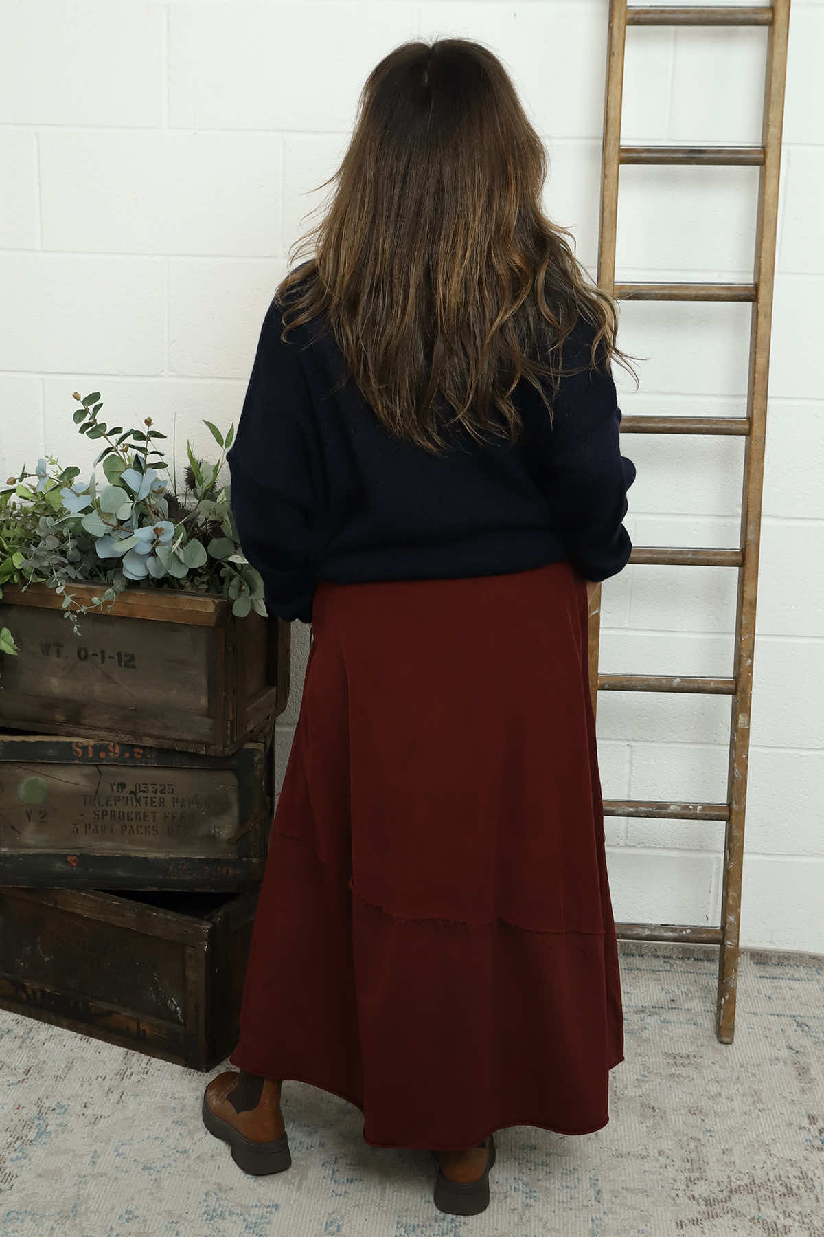 Kyra Needlecord Skirt Wine