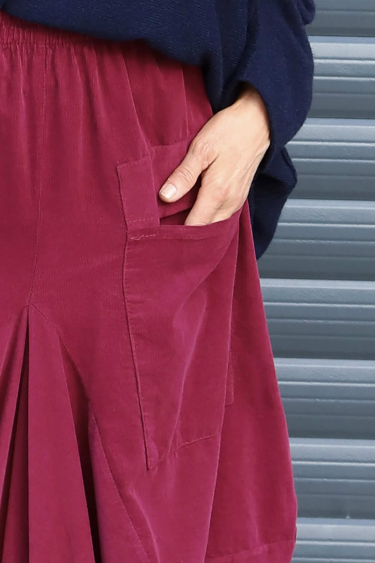 Orla Needlecord Parachute Skirt Burgundy