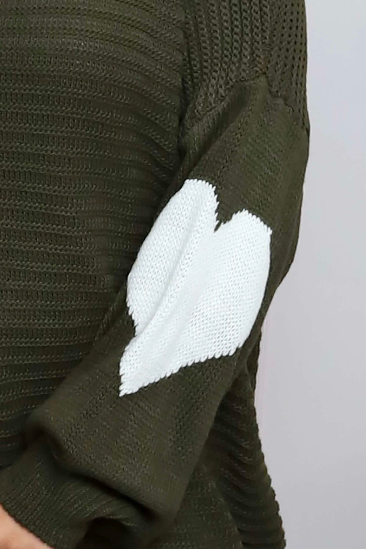 Magdalena Heart Sleeve Knitted Jumper Khaki