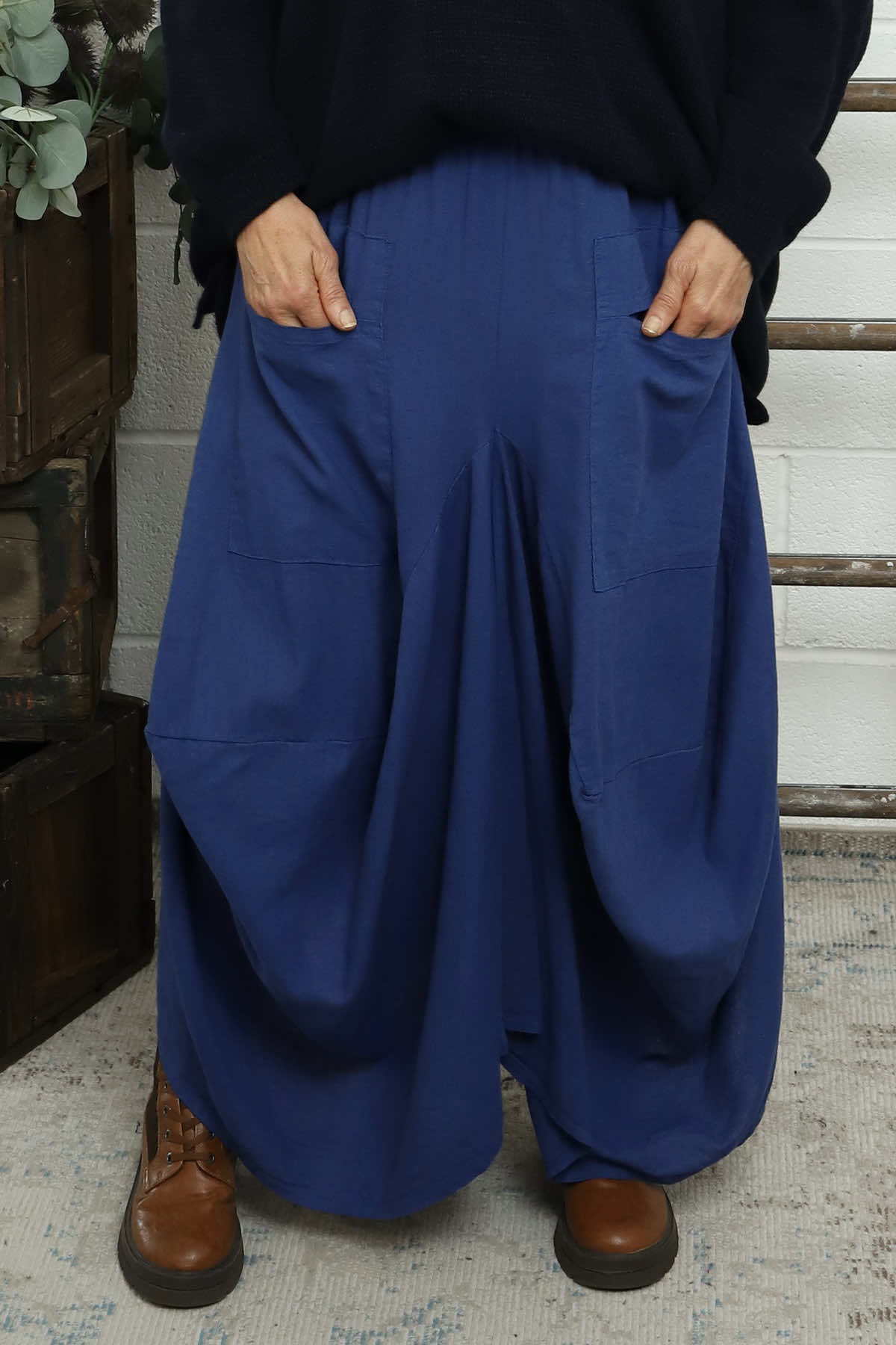 Orla Parachute Linen Skirt Royal Blue