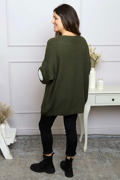 Magdalena Heart Sleeve Knitted Jumper Khaki - Image 4