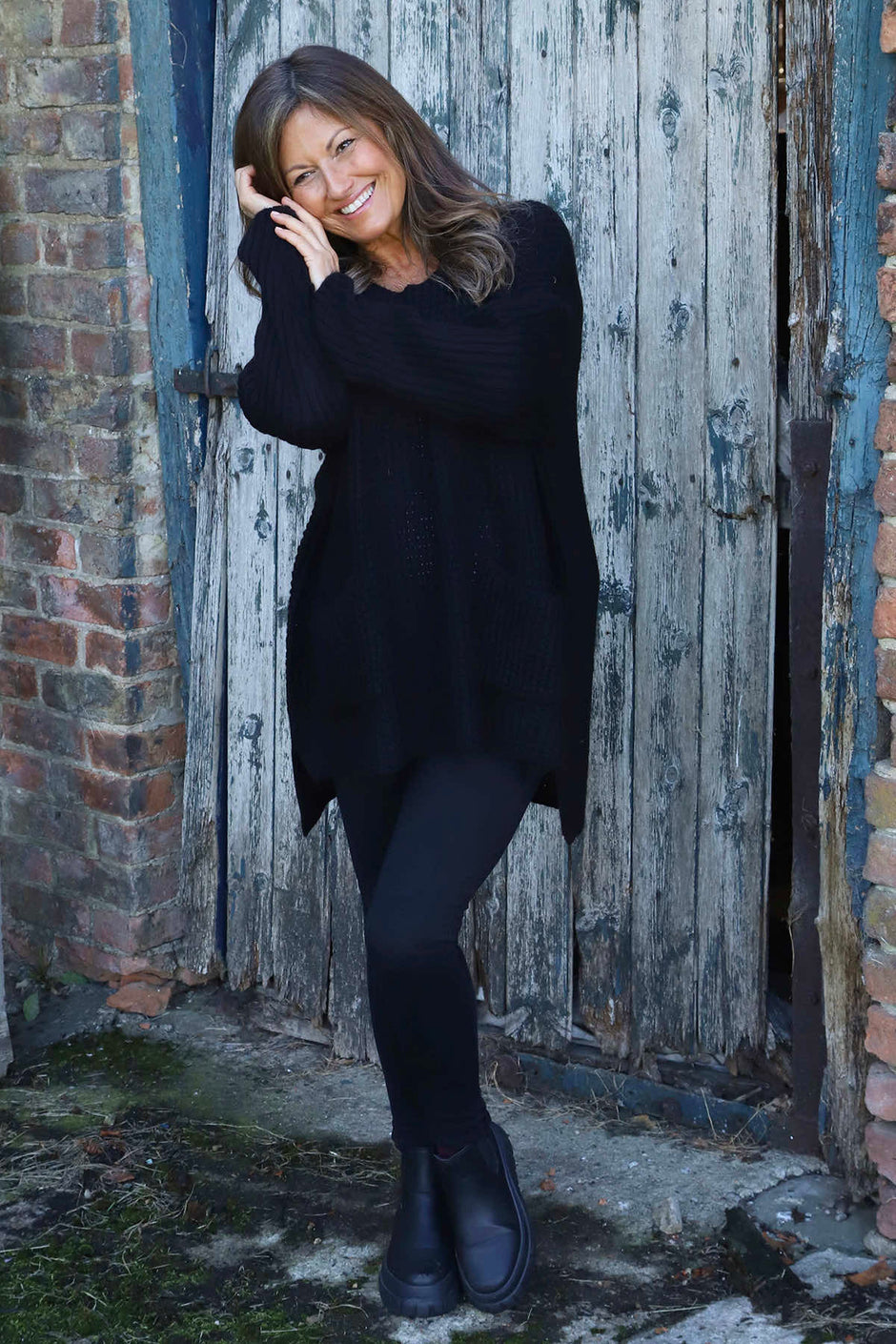 Alira Waffle Knitted Jumper Black