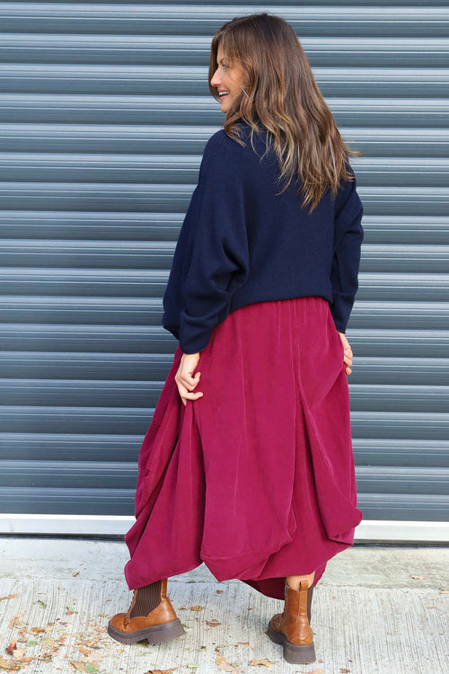 Orla Needlecord Parachute Skirt Burgundy - Image 4