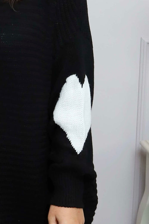 Magdalena Heart Sleeve Knitted Jumper Black - Image 3