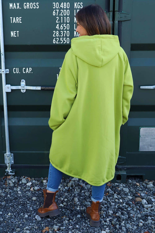 Emelina Zip Hooded Cotton Jacket Lime - Image 4