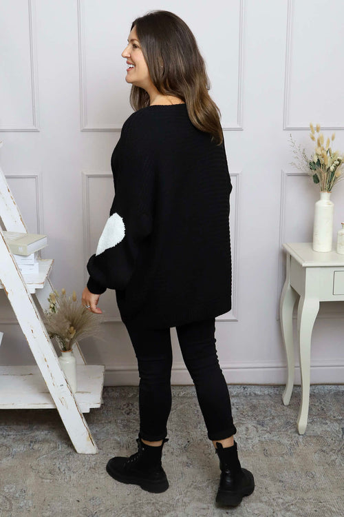 Magdalena Heart Sleeve Knitted Jumper Black - Image 4