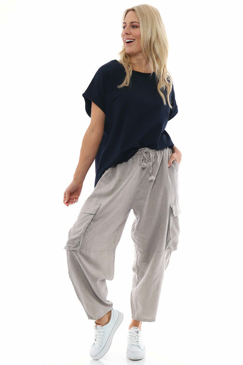 Metzuyan Womens Linen Trousers Wide Leg Fit Summer Pants Pockets 16-24 Plus  Size