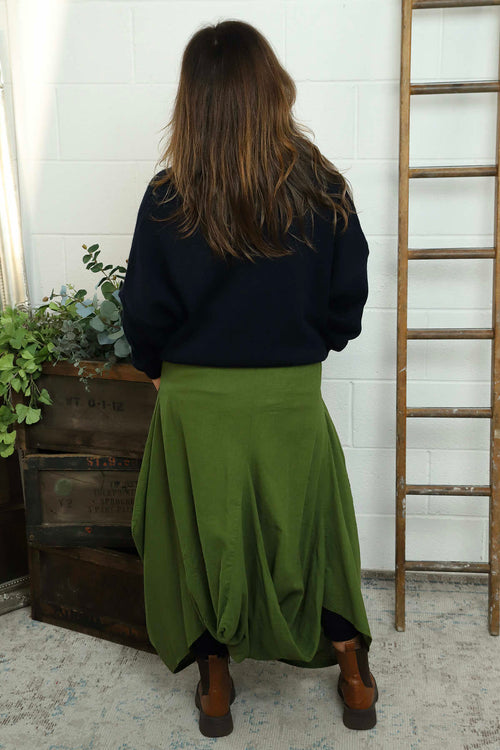 Orla Parachute Linen Skirt Olive - Image 4