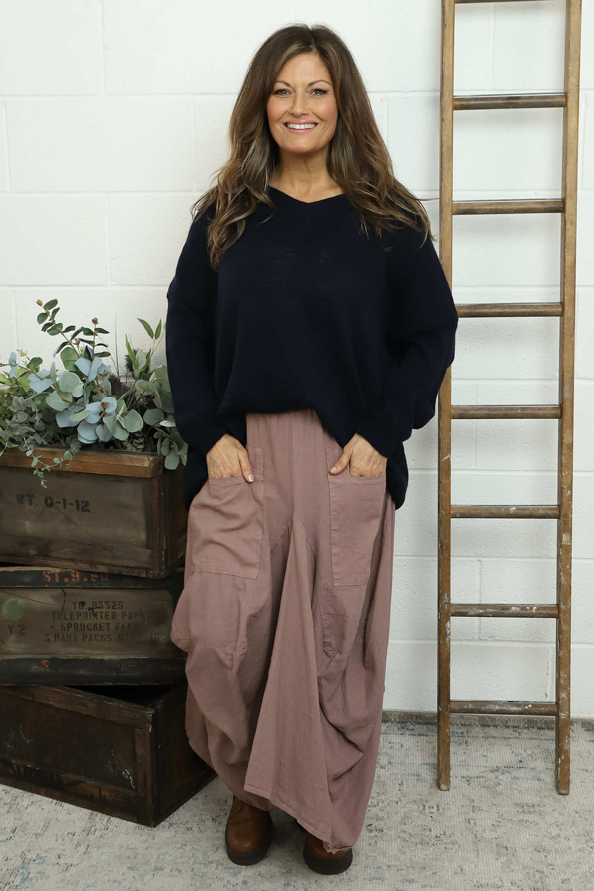 Orla Parachute Linen Skirt Mauve