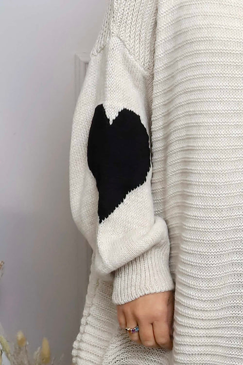 Magdalena Heart Sleeve Knitted Jumper Stone - Image 3