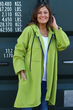 Emelina Zip Hooded Cotton Jacket Lime