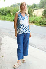 Bette Floral Vest Blue Blue - Bette Floral Vest Blue