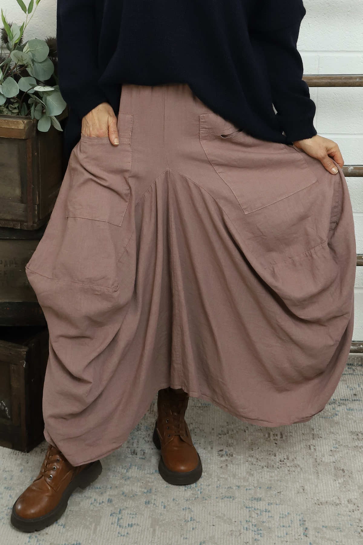 Orla Parachute Linen Skirt Mauve