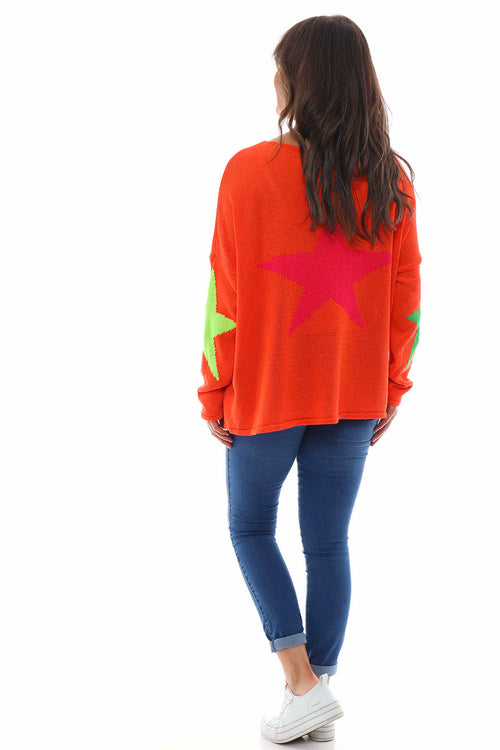 Alfano Cotton Star Knit Jumper Orange - Image 2