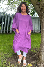 Diane Linen Dress Purple Purple - Diane Linen Dress Purple