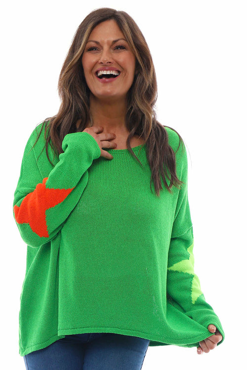 Alfano Cotton Star Knit Jumper Green - Image 3