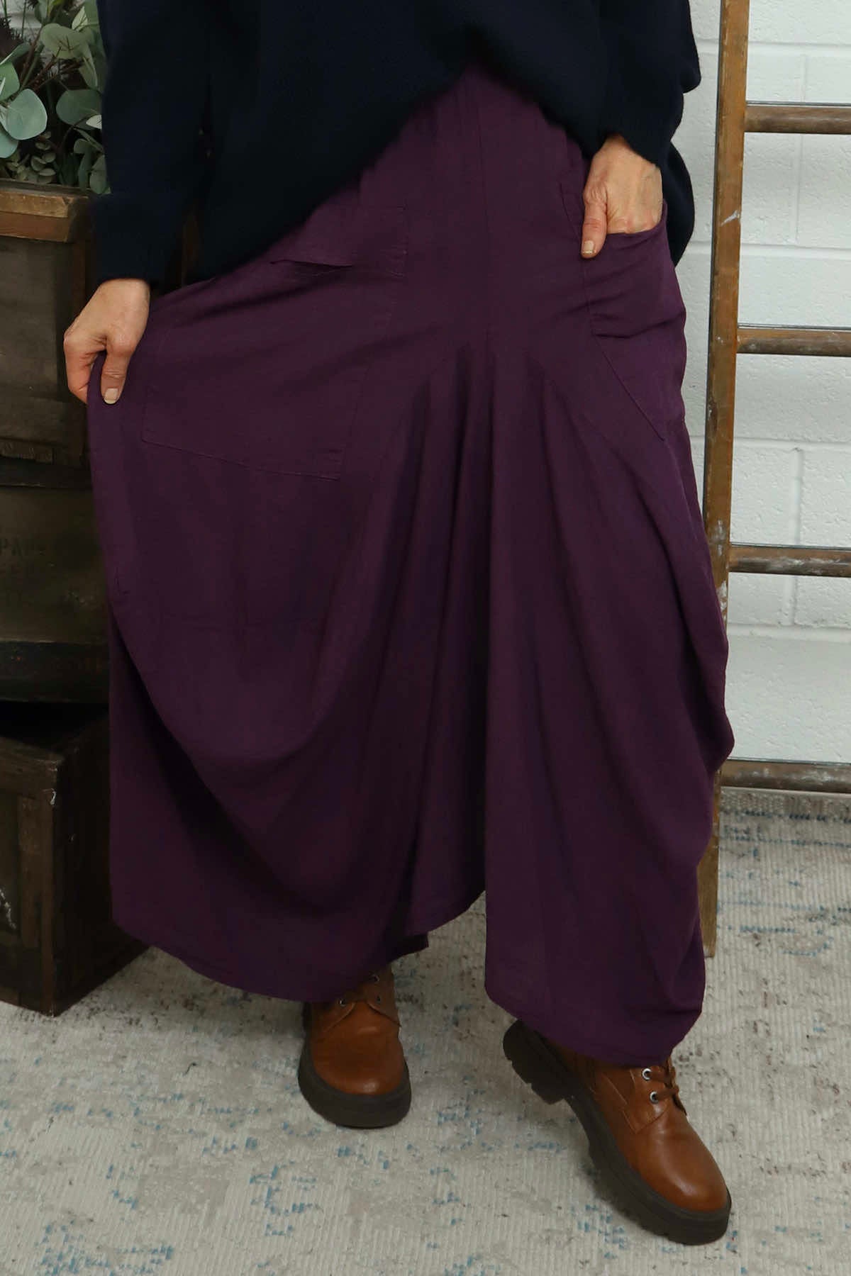 Orla Parachute Linen Skirt Purple