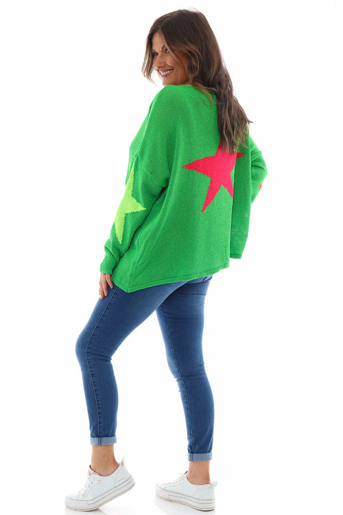 Alfano Cotton Star Knit Jumper Green - Image 2