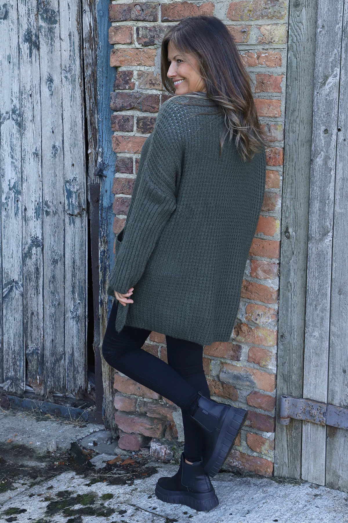 Alira Waffle Knitted Jumper Khaki