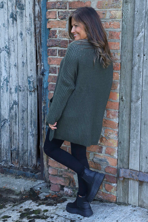 Alira Waffle Knitted Jumper Khaki - Image 4