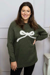Melinda Bow Knitted Jumper Khaki