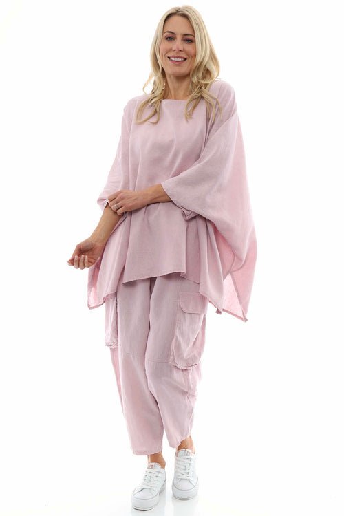 Thea Washed Linen Top Pink - Image 4