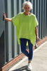 Celina Dipped Hem Washed Cotton Top Lime