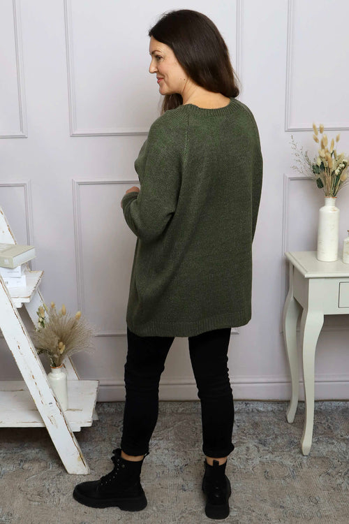 Melinda Bow Knitted Jumper Khaki - Image 4