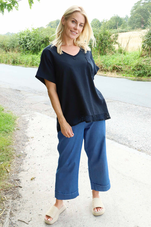 Vera Pocket Linen Top Black - Image 2