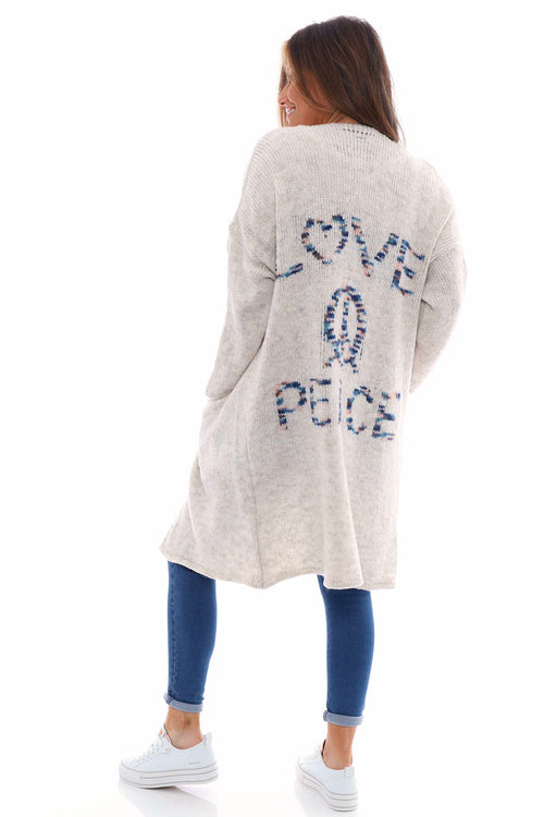 Love Peace Knitted Cardigan Navy - Image 1