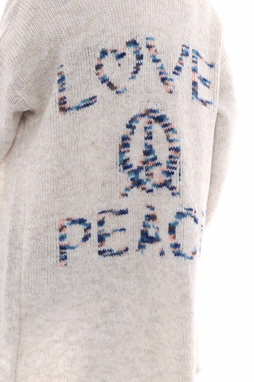 Love Peace Knitted Cardigan Navy - Image 3