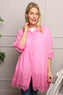 Reban Lace Trim Cotton Shirt Fuchsia