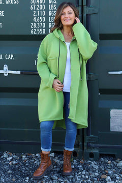 Emelina Zip Hooded Cotton Jacket Green