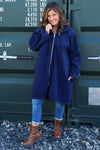 Emelina Zip Hooded Cotton Jacket Navy