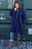 Emelina Zip Hooded Cotton Jacket Navy