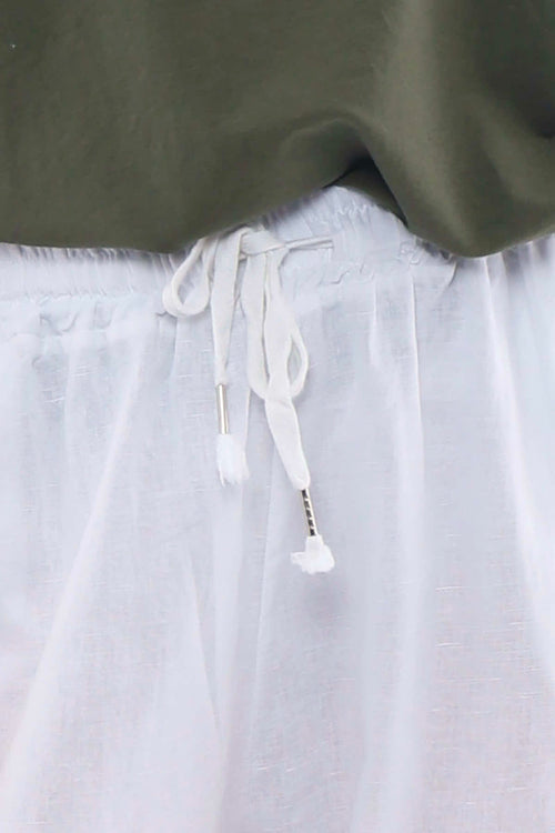 Eva Washed Cargo Linen Trousers White - Image 4