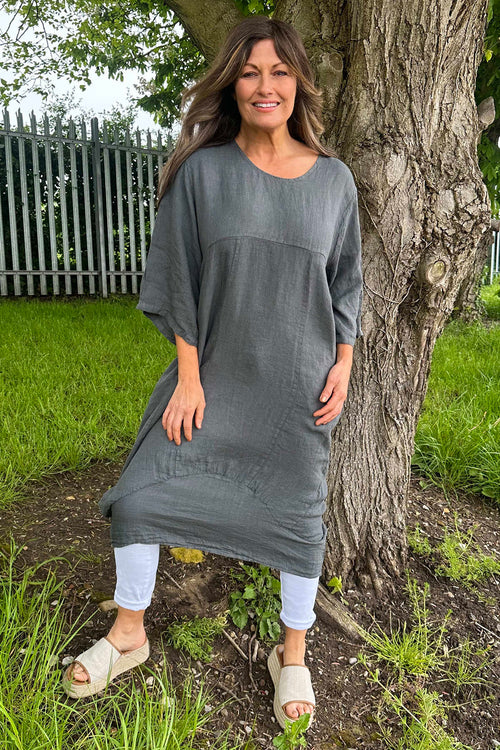 Diane Linen Dress Mid Grey - Image 1