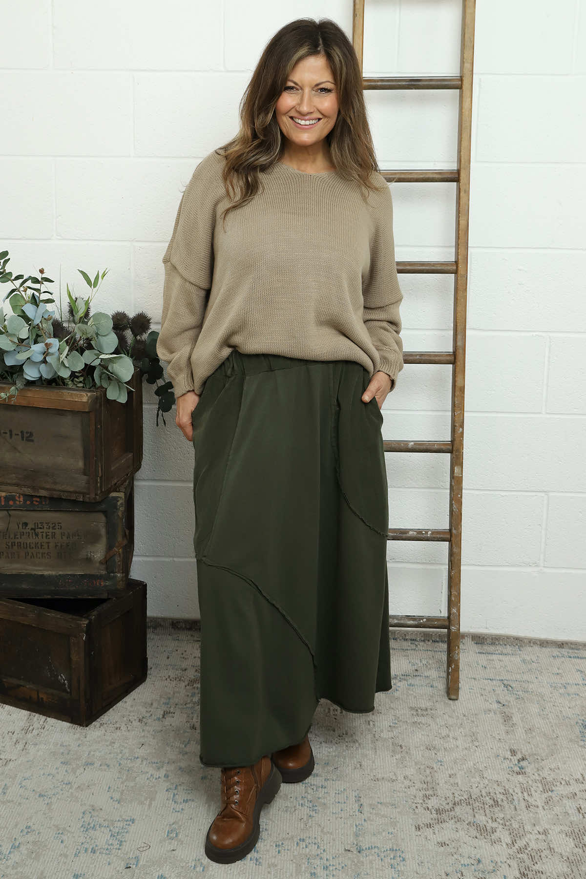 Josephine V-Neck Knitted Jumper Mocha