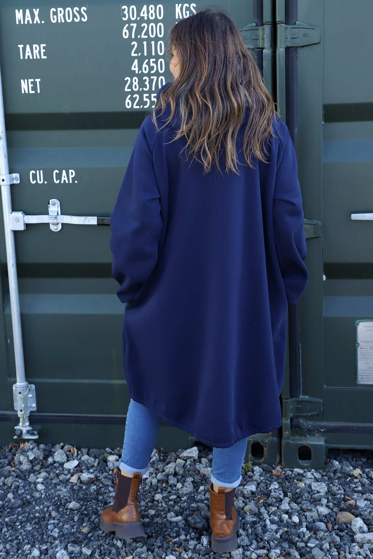 Emelina Zip Hooded Cotton Jacket Navy