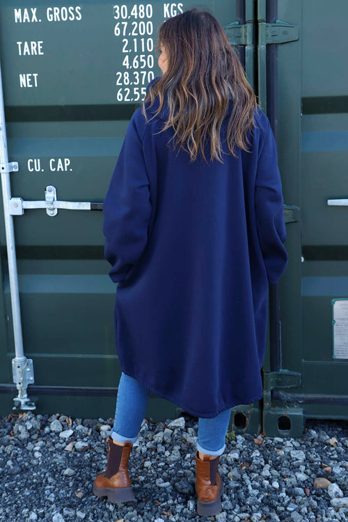 Emelina Zip Hooded Cotton Jacket Navy - Image 4